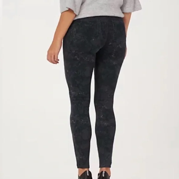 Spanx Mottled Charcoal Grey tummy control Jean Shaping Jeanish Leggings Size L - Picture 3 of 4